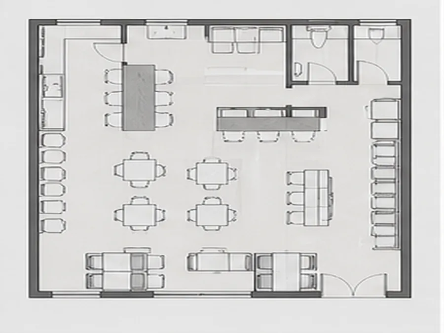 Cafe floor plan and customer flow planning