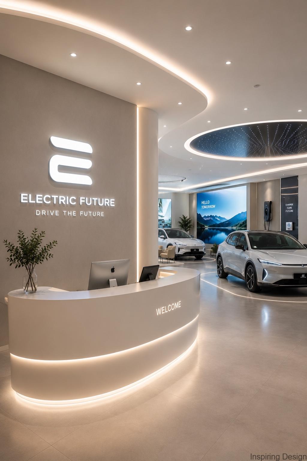 EV showroom reception counter