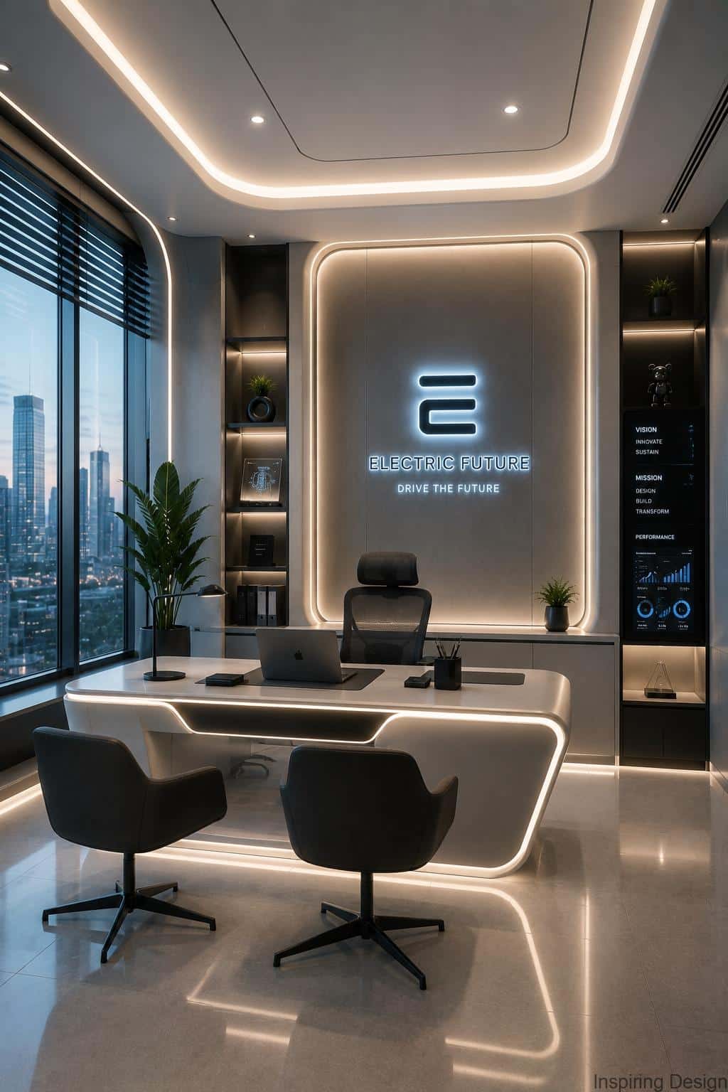 EV showroom sales office interior