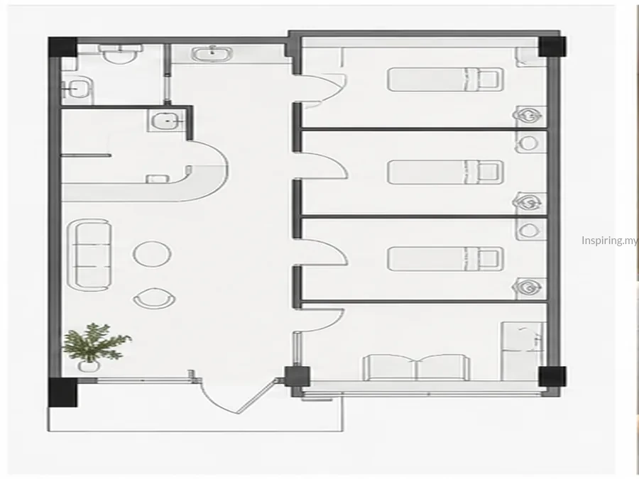 Small aesthetic clinic 2D floor plan preview
